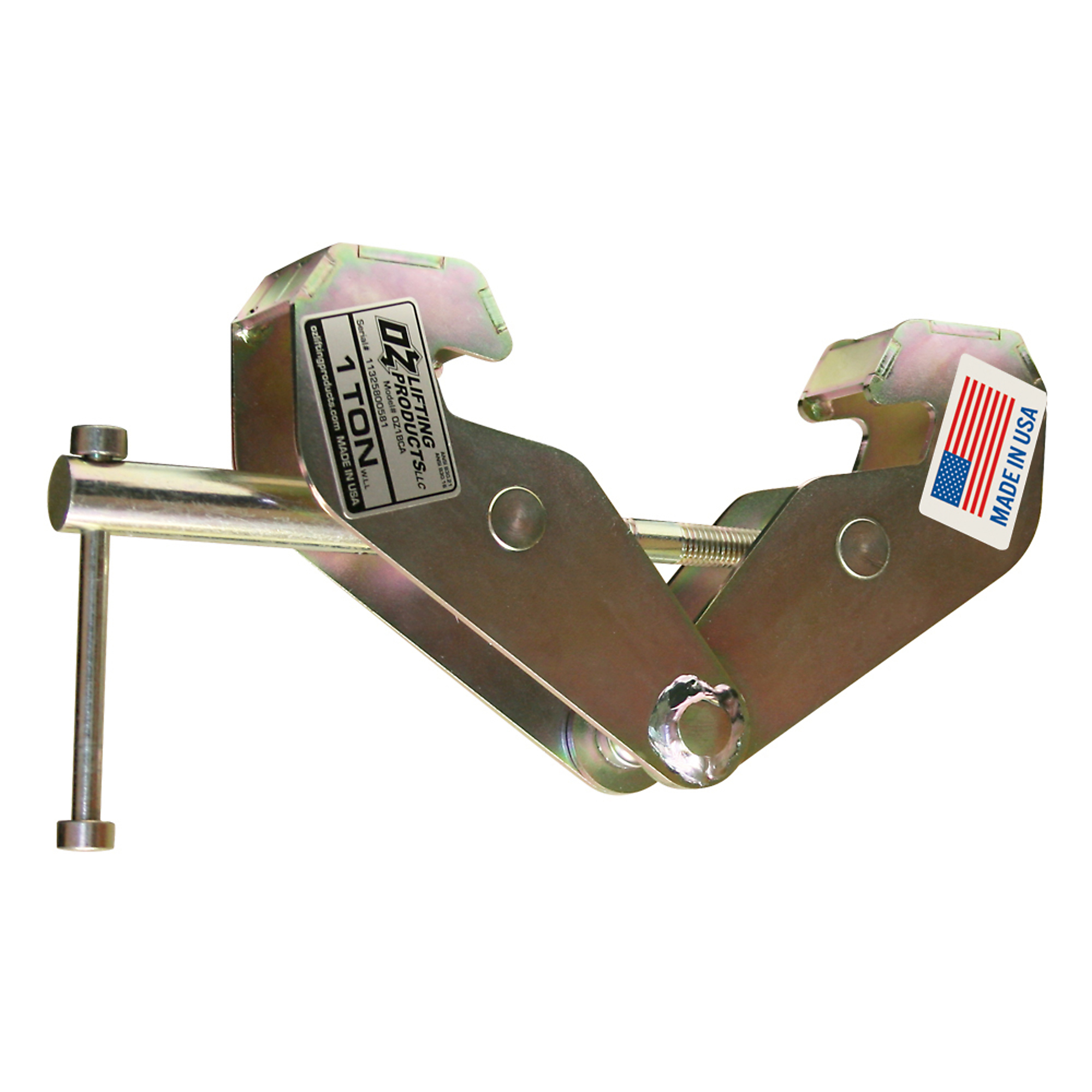 OZ Lifting Products Fully Welded Beam Clamp, 1-Ton Capacity, 3-9in. Flange, Model# OZ1BCA